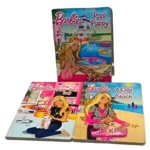 3 Barbie Board Books Pool Puppy, The Purr-Fect Day, A Day At The Beach, Lot of 3
